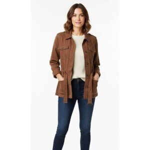 ESPRIT Brown military army style boho fall high colar jacket pockets long Sleeve